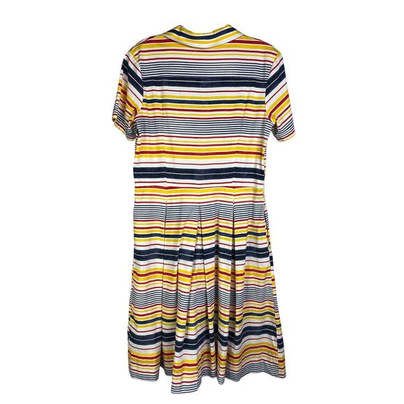 Frances Valentine Midi Dress Medium Multi-color Striped Button Front w/2 Belts - Picture 5 of 10